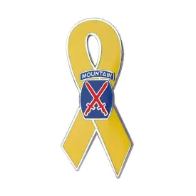 10th Mountain Division on Yellow Ribbon 1 1/4" Lapel Pin