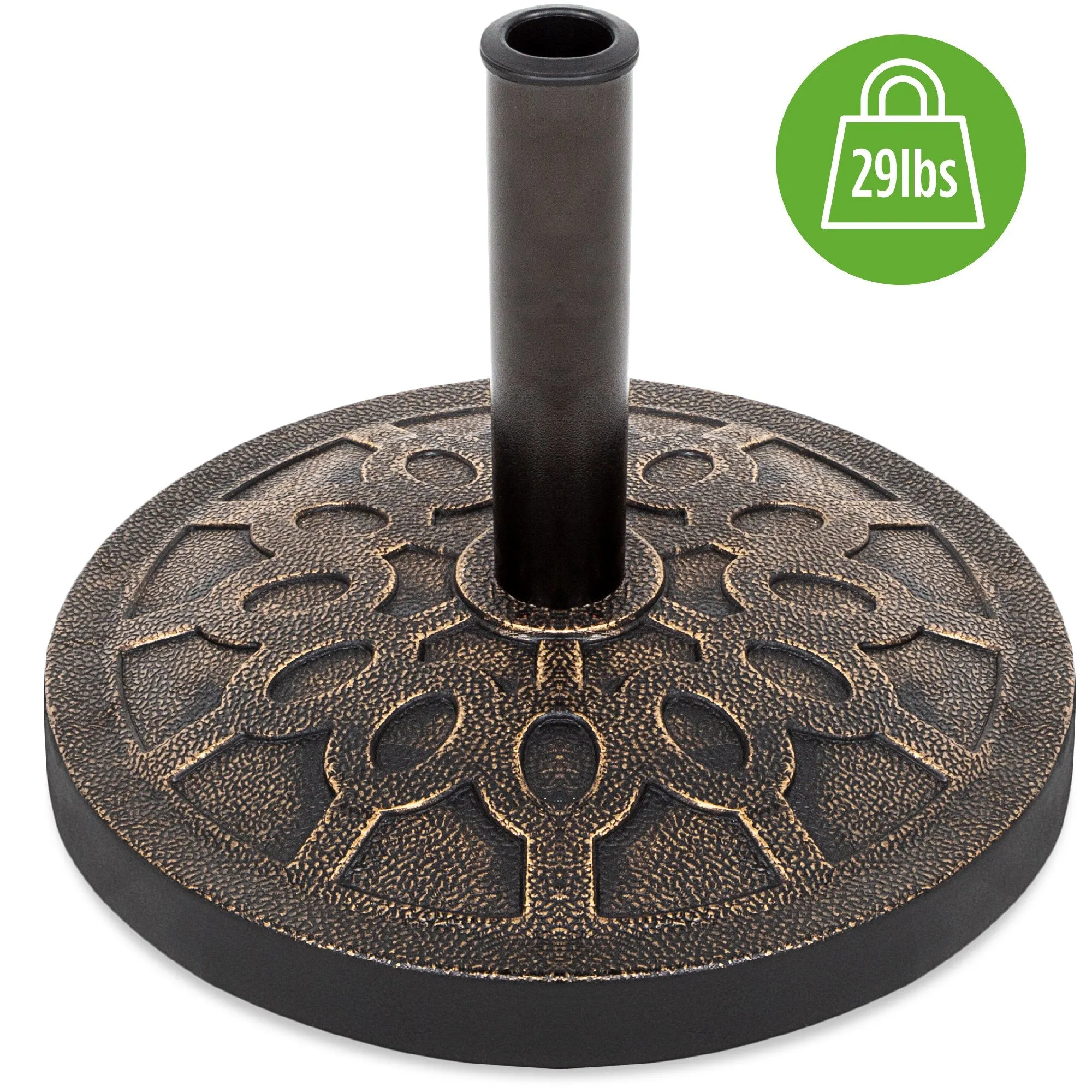 18in Round Patio Umbrella Base Stand w/ Rustic Finish