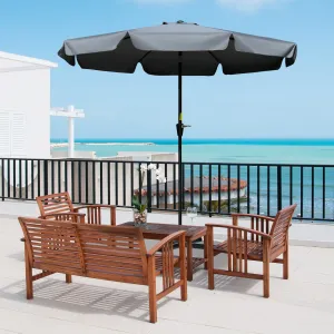 2.66m Patio Umbrella Garden Parasol Outdoor Sun Shade Table Umbrella with Ruffles, 8 Sturdy Ribs, Charcoal Grey