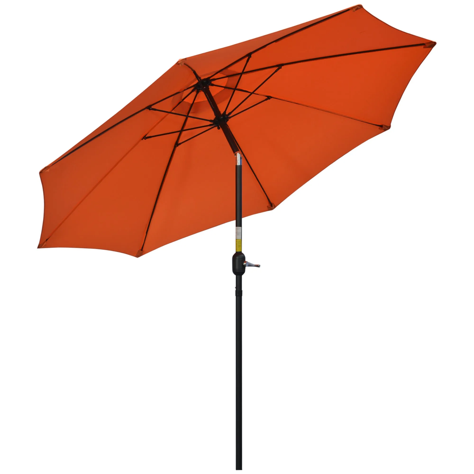 2.6M Patio Parasol Sun Umbrella, Tilt Shade Shelter Canopy with Crank 8 Ribs Aluminium Frame, Orange