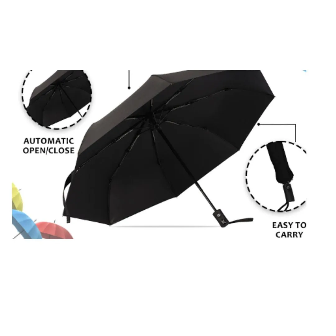 3 Fold Rain Umbrella, Auto Open/Auto Close Umbrella, Unisex (21 Inches, Black)