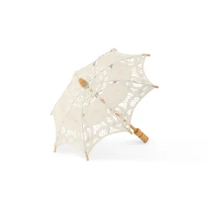 ANTIQUED BATTENBURG LACE PARASOL - SMALL