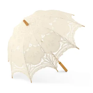 ANTIQUED BATTENBURG LACE PARASOL - STANDARD