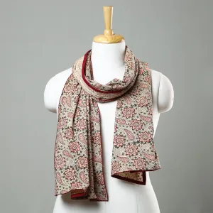 Beige - Kalamkari Block Printed Cotton Stole 14