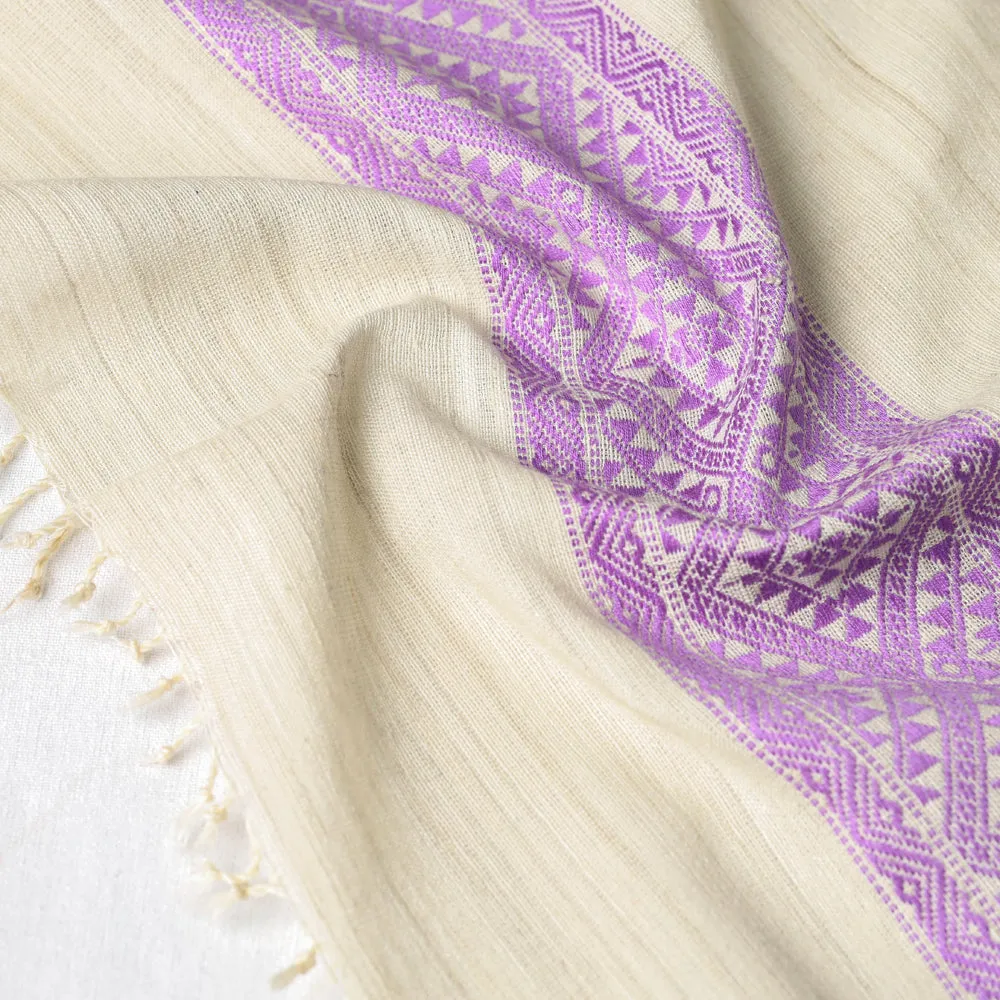 Beige - Traditional Handloom Weave Eri Cotton Stole from Assam