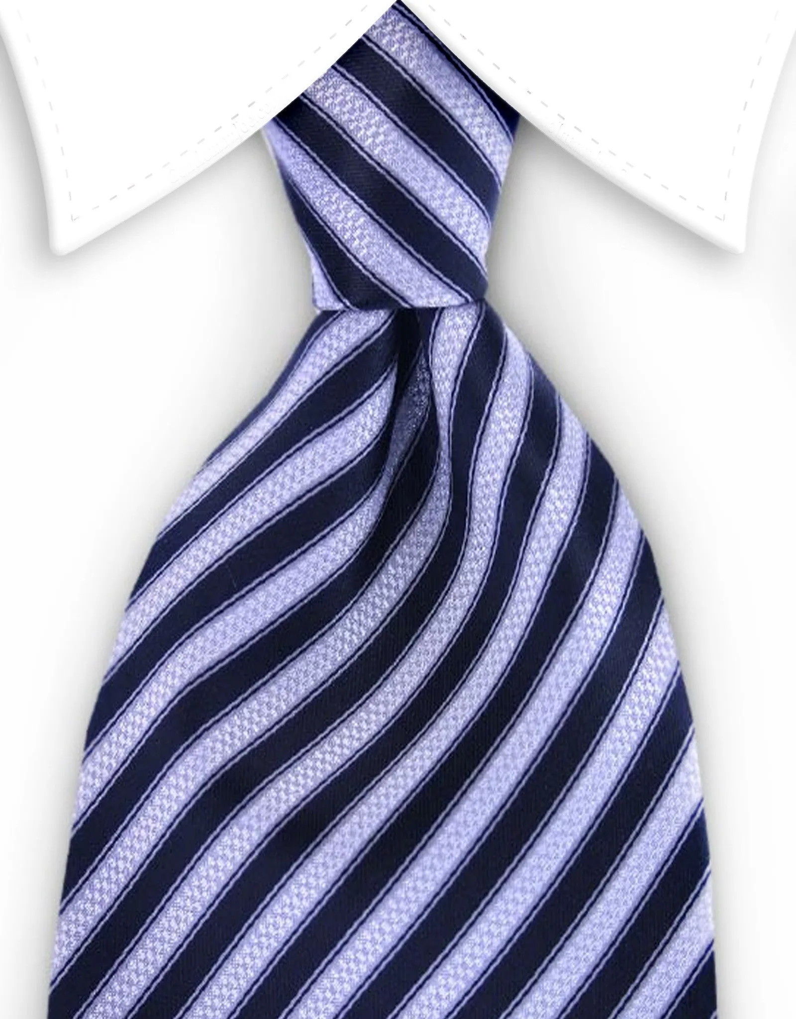 Black & Silver Striped Men's 4 inch wide Tie