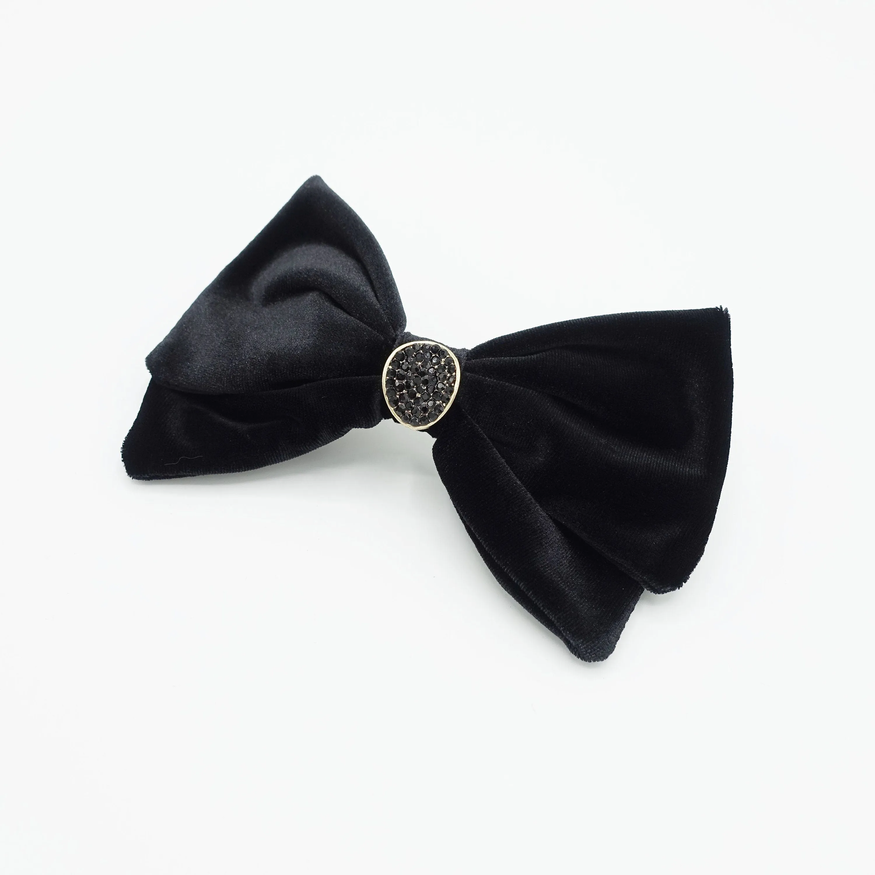 black velvet hair bow rhinestone casting embellished bling hair accessory for women