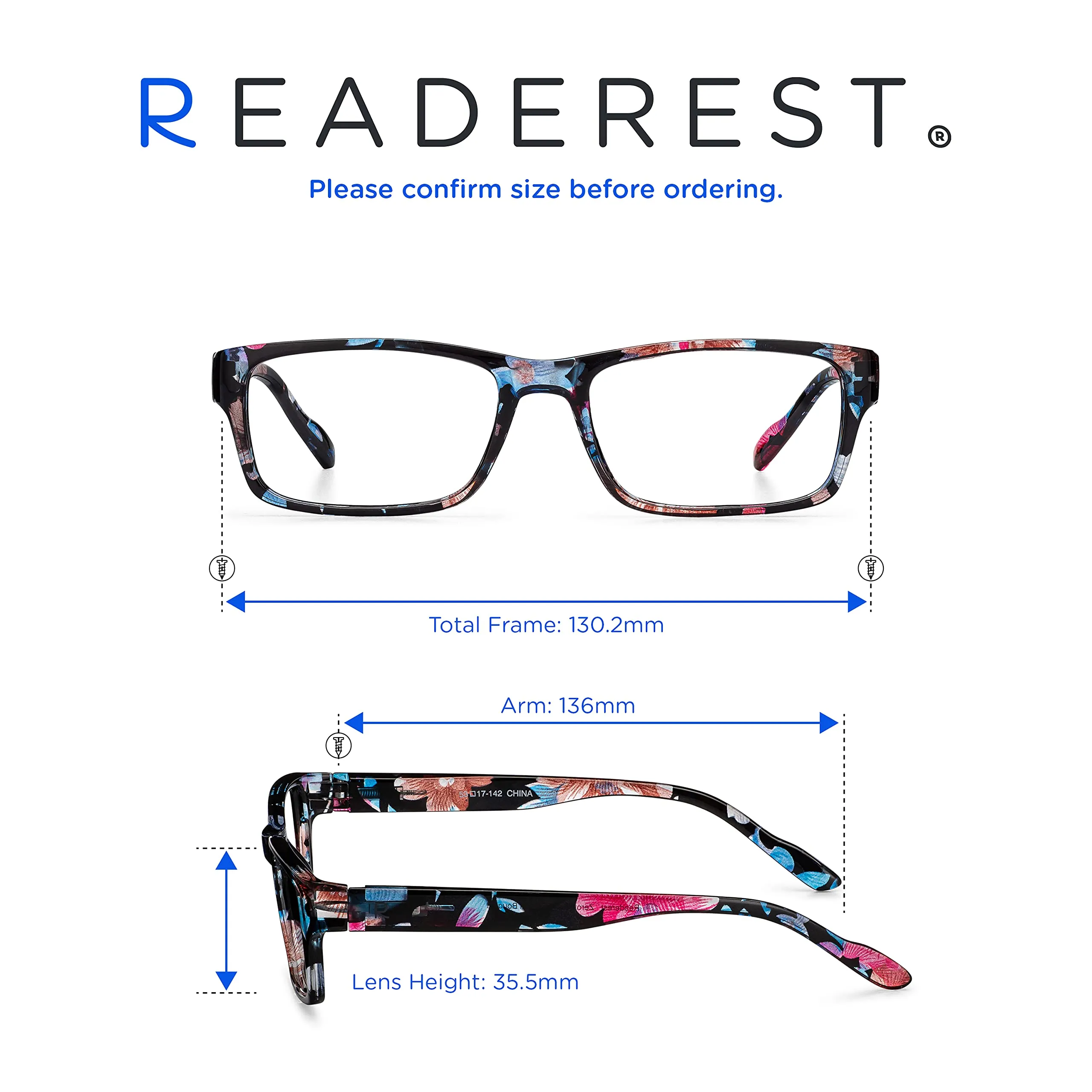 Blue-Light-Blocking-Reading-Glasses-Floral-2-25-Magnification Anti Glare