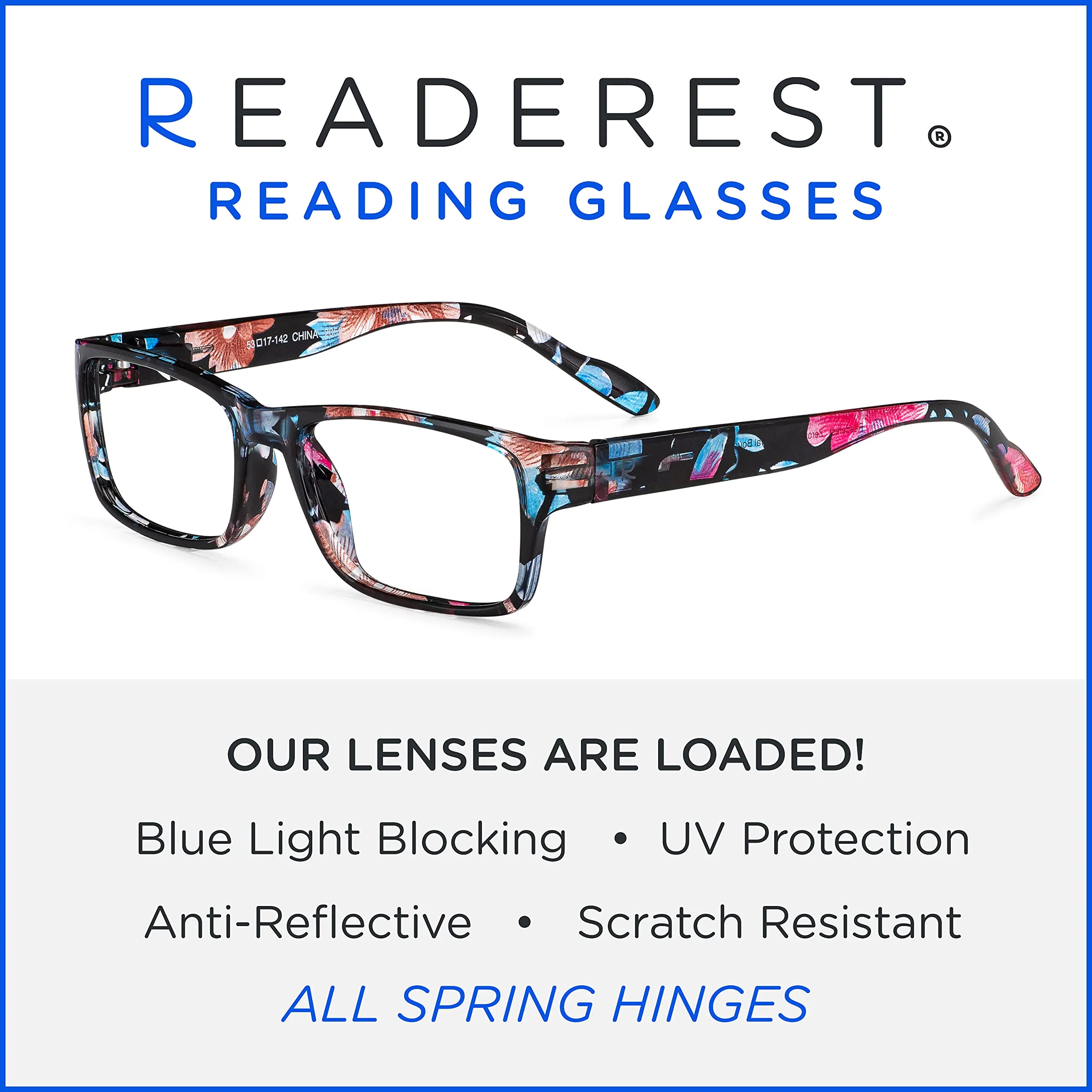 Blue-Light-Blocking-Reading-Glasses-Floral-2-25-Magnification Anti Glare