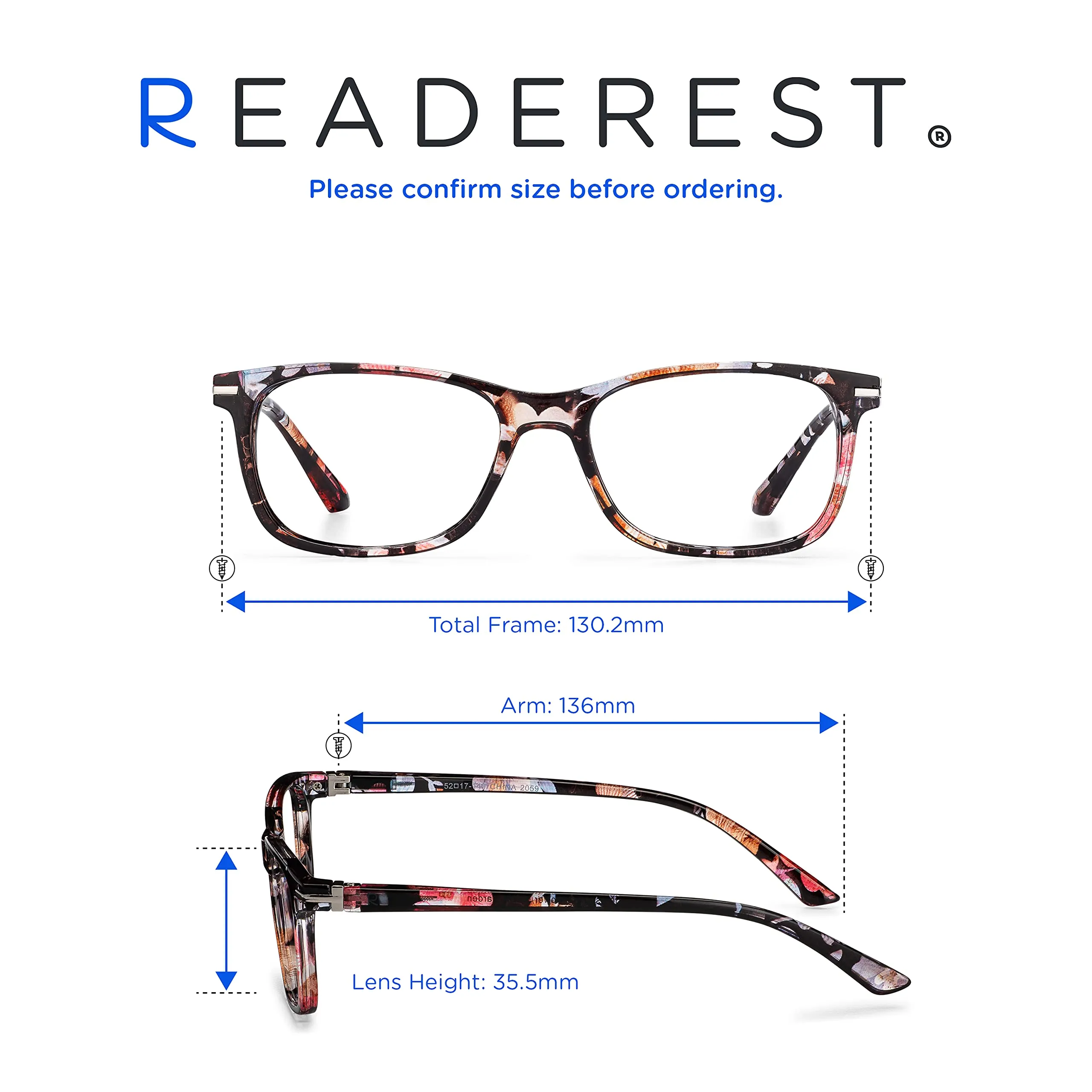 Blue-Light-Blocking-Reading-Glasses-Floral-3-50-Magnification-Computer-Glasses