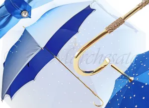 Blue Women's Umbrella - Swarovski Cristals - Double Cloth