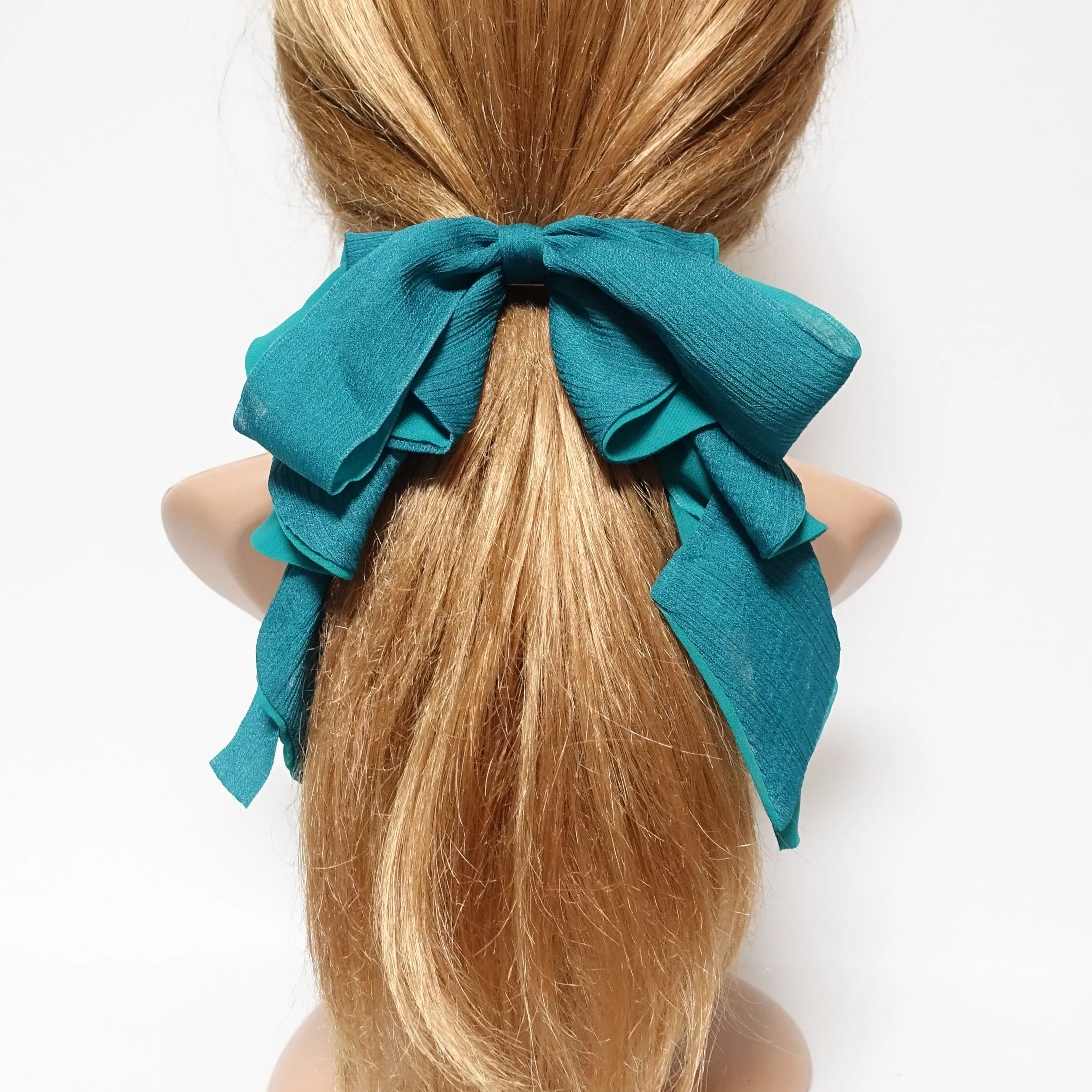 cancan chiffon ruffle bow folding wave hair french barrette woman hair accessory