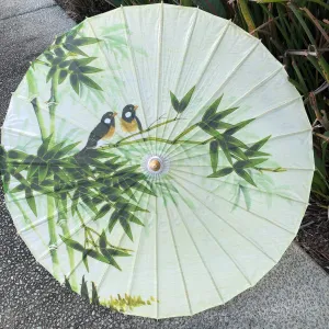 Chinese paper parasol - Bamboo and birds