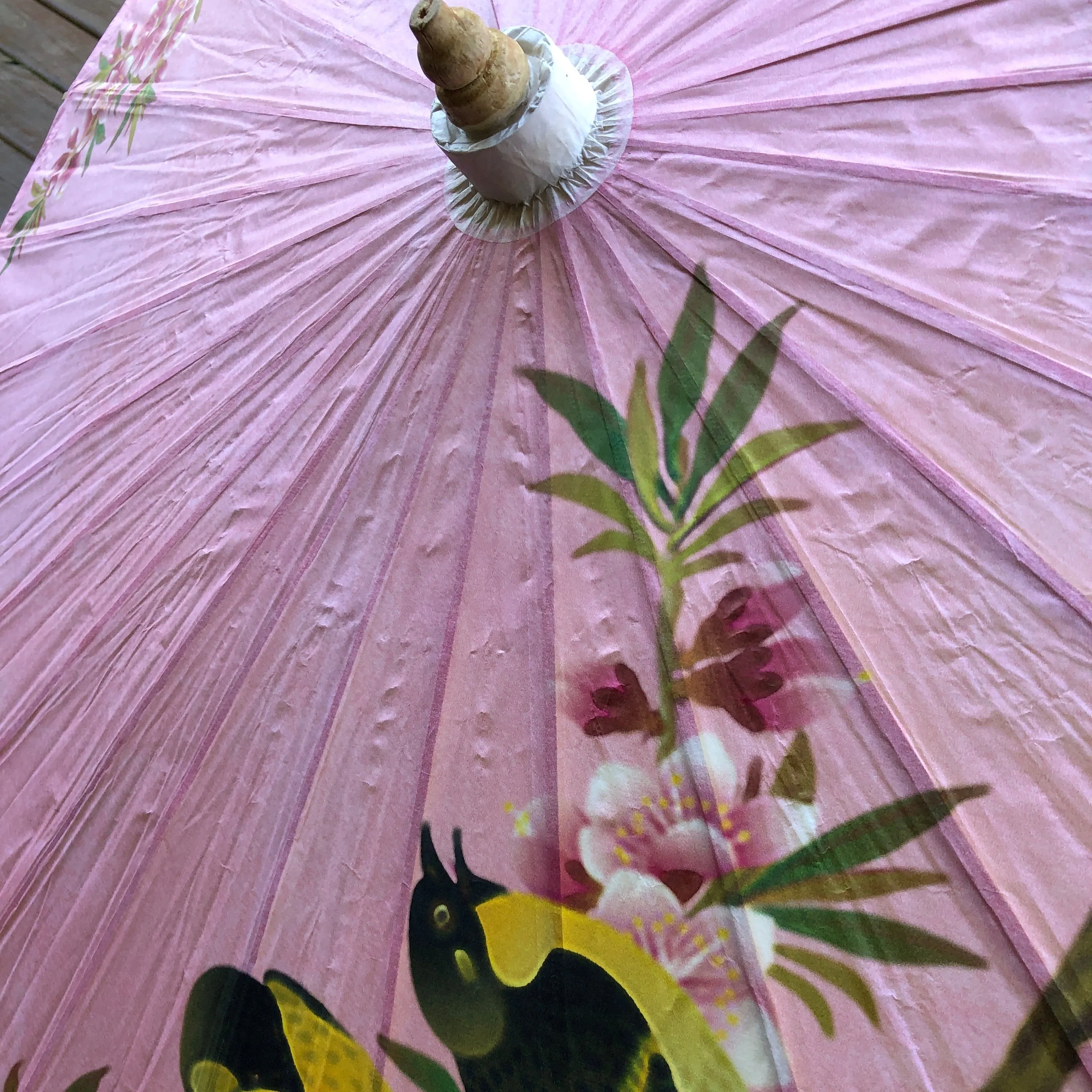 Chinese paper parasol - pink cherry blossoms and birds