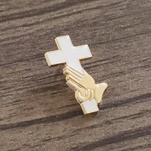 Cross and Praying Hands Lapel Pin