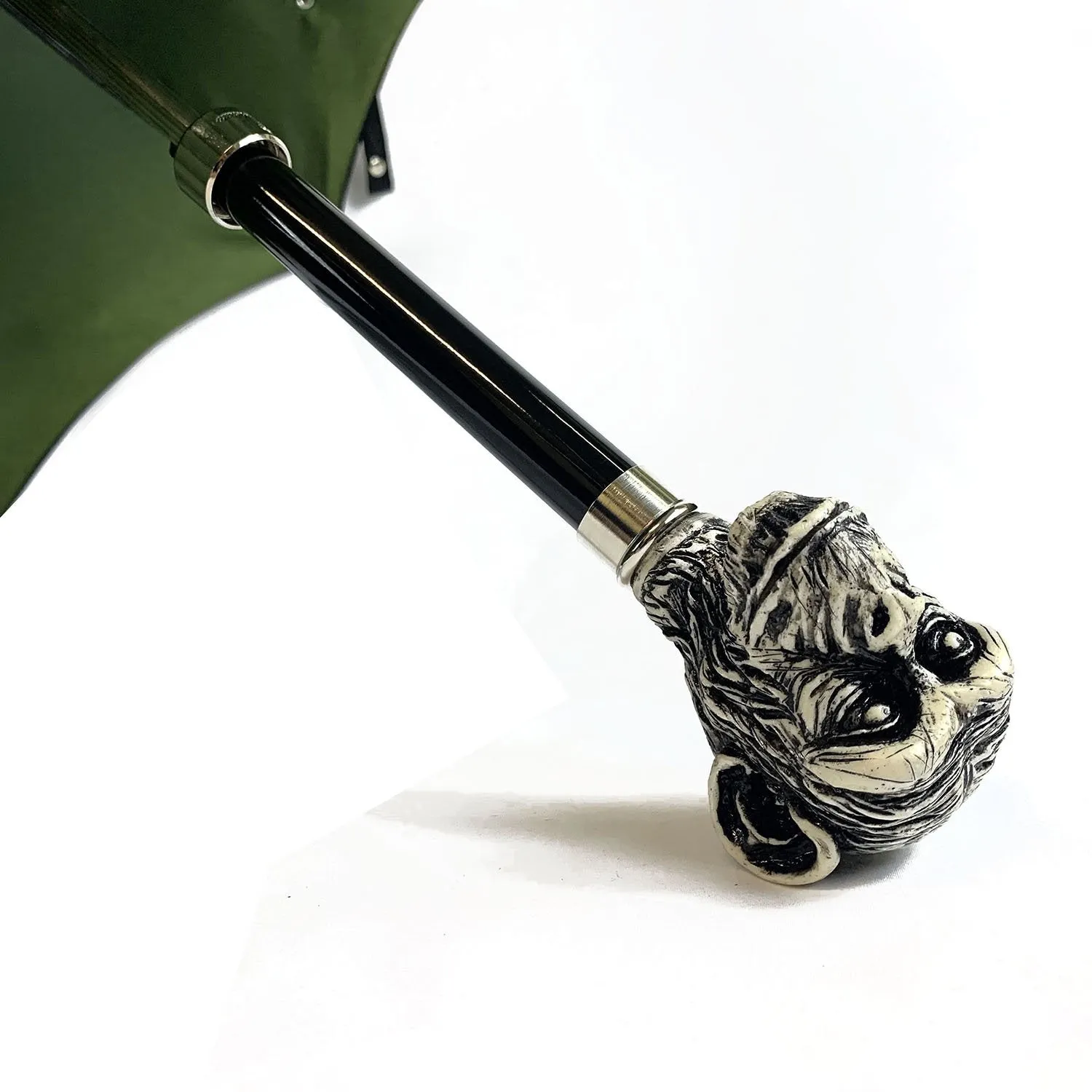 Exclusive umbrella with hand-painted monkey handle