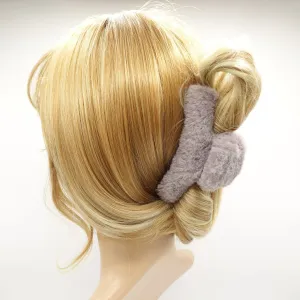 faux fur decorated hair claw Fall Winter clamp women hair accessory