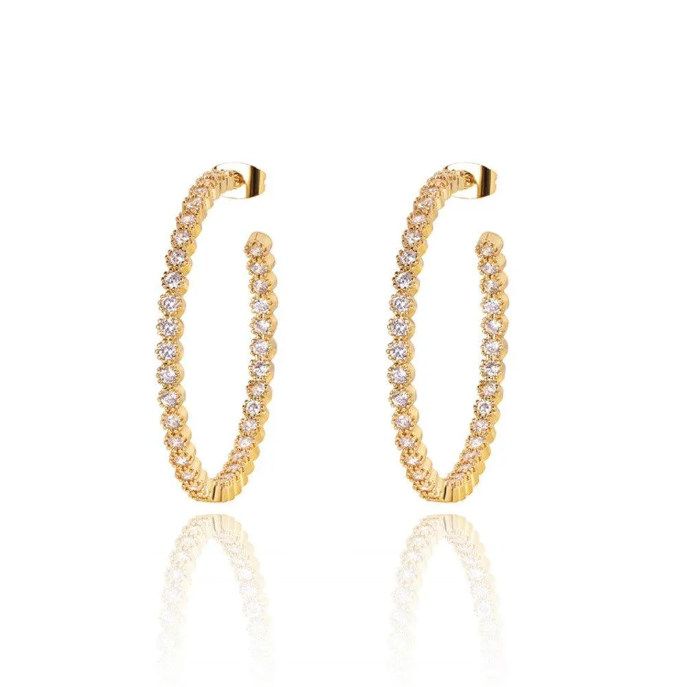 Gold Crystal Hoop Earrings