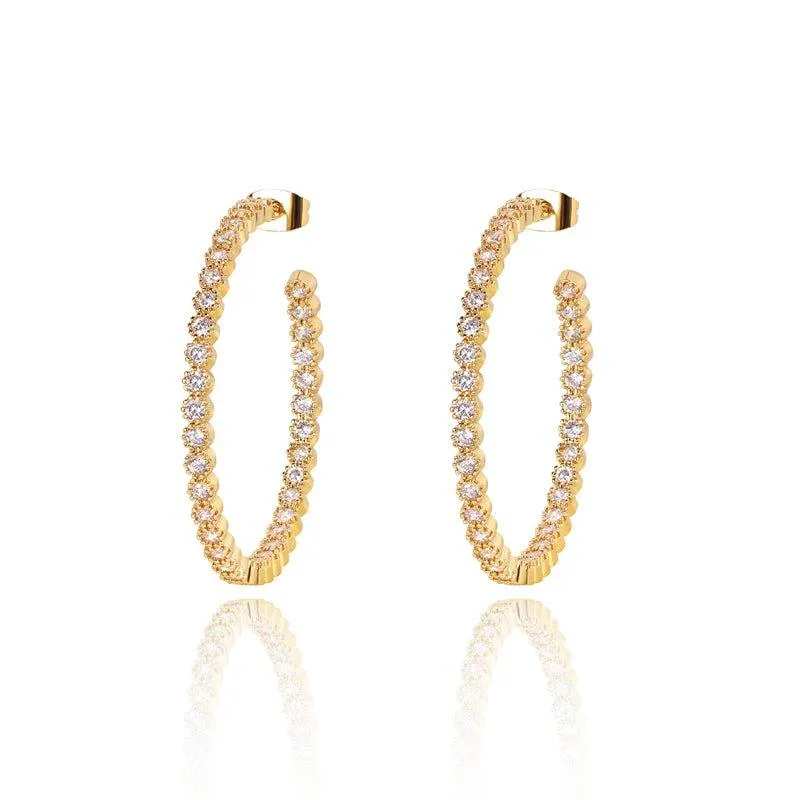 Gold Cubic Zirconia Hoop Earrings