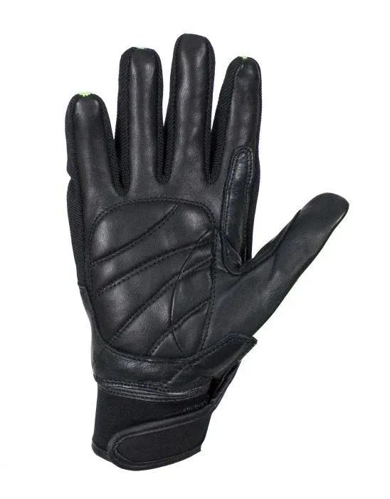 Green/Black Leather Motorcycle Gloves, GLZ108-GREEN-DL