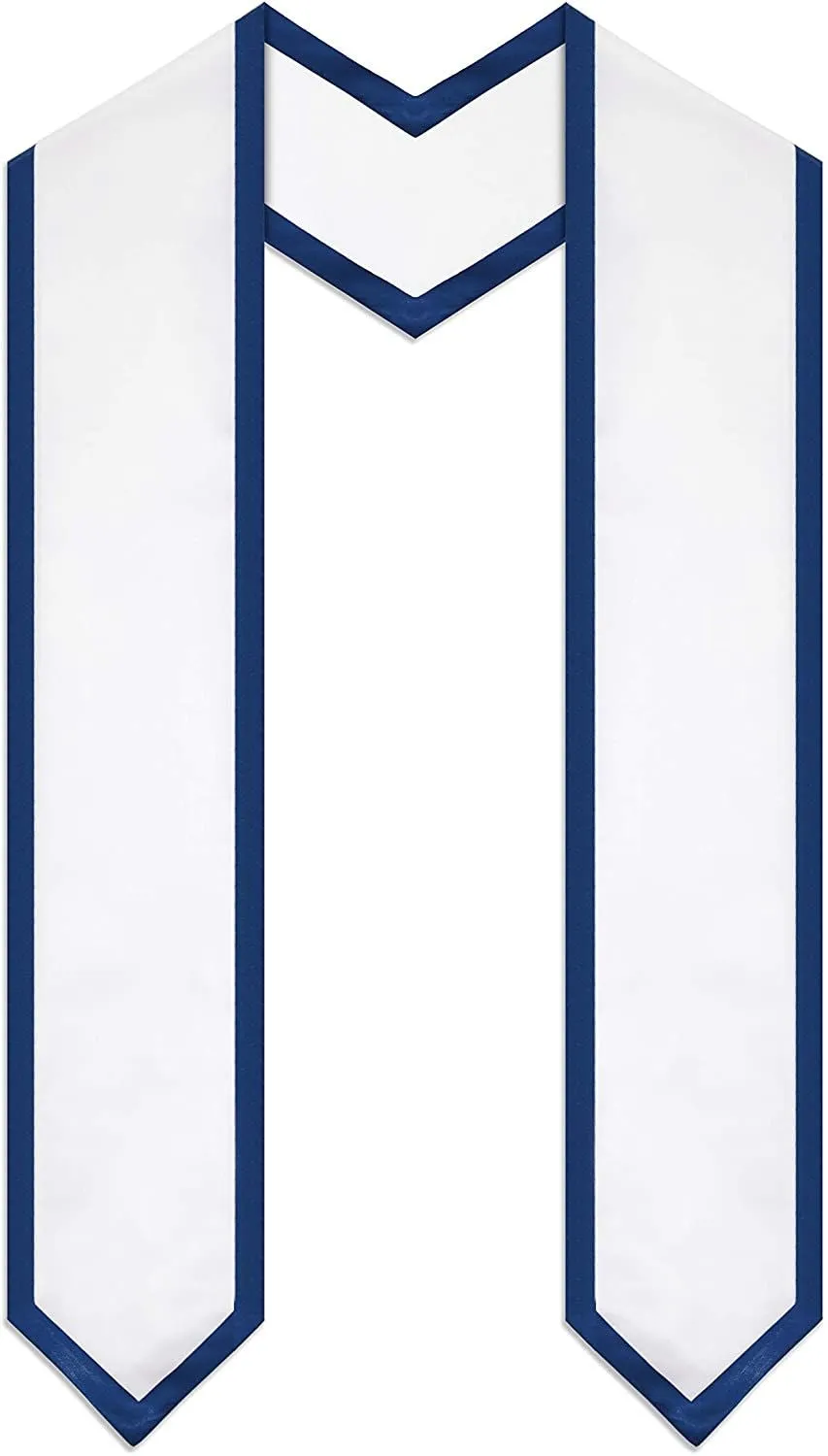 Honors Graduation Stoles for 2023 Graduates, White and Navy Blue Sash (72 In, 2 Pack)