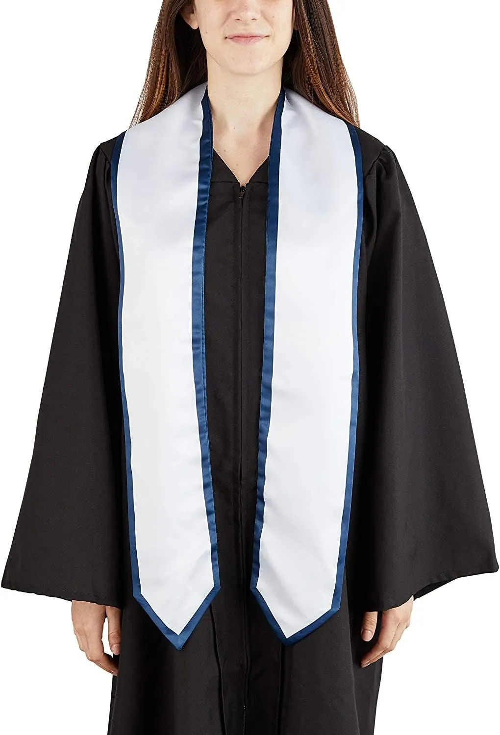 Honors Graduation Stoles for 2023 Graduates, White and Navy Blue Sash (72 In, 2 Pack)