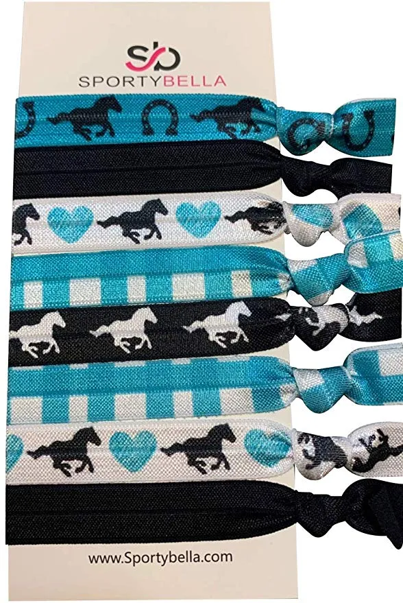 Horse Bracelet and Hair Ties Set- Teal