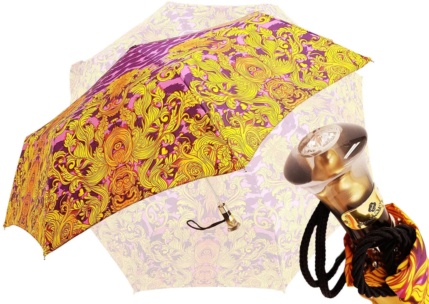 il Marchesato  Yellow and Violet Animalier Women's Folding Umbrella