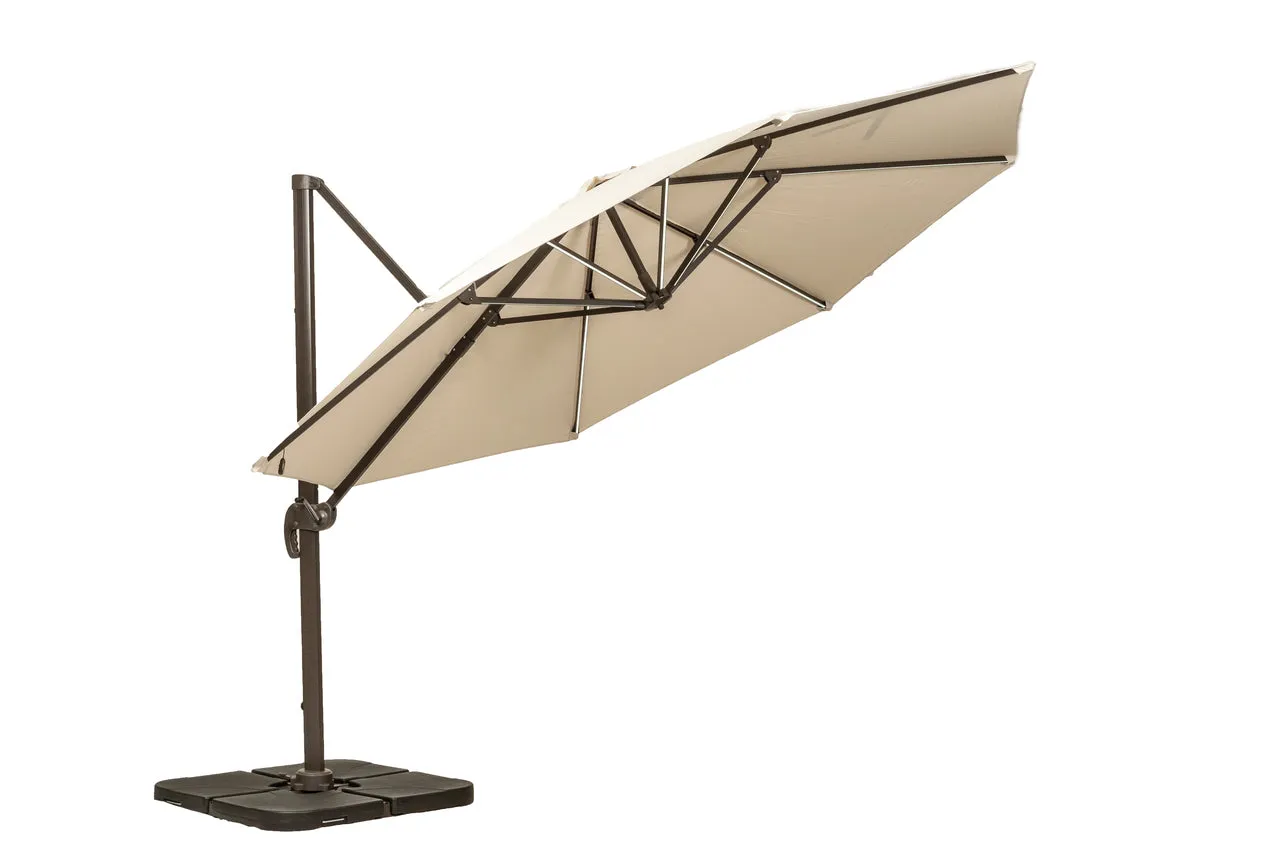 Ivory 3.5m Led Cantilever Parasol- Grey Pole