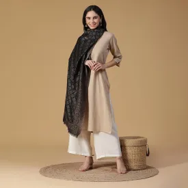 Khakha Wool & Metallic Jacquard Stole