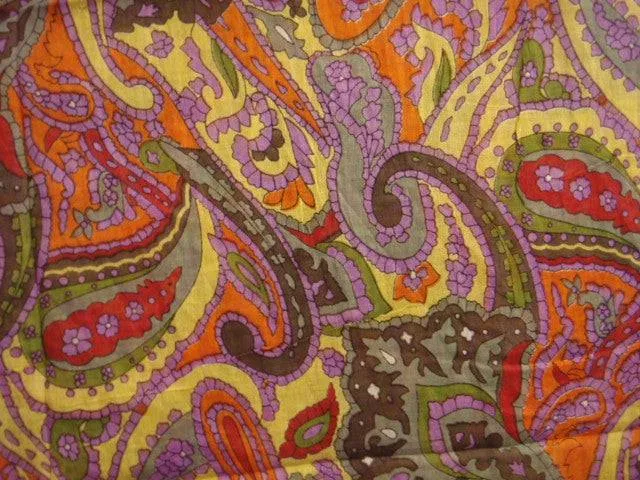 Khaki Green Paisley - Printed Poly Cotton Blend Scarf