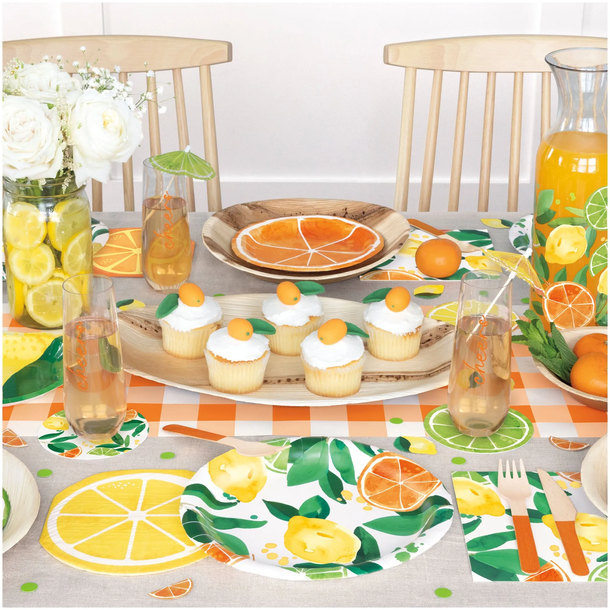 Lemon & Lime Citrus Fruit Slice Paper Drink Umbrellas Cocktail Party Accessories, 50 Count