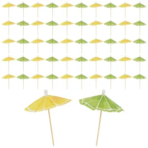 Lemon & Lime Citrus Fruit Slice Paper Drink Umbrellas Cocktail Party Accessories, 50 Count