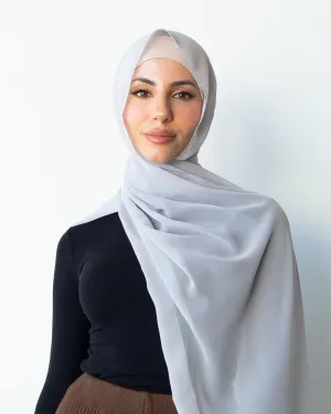 LIGHT GREY CHIFFON SHAWL