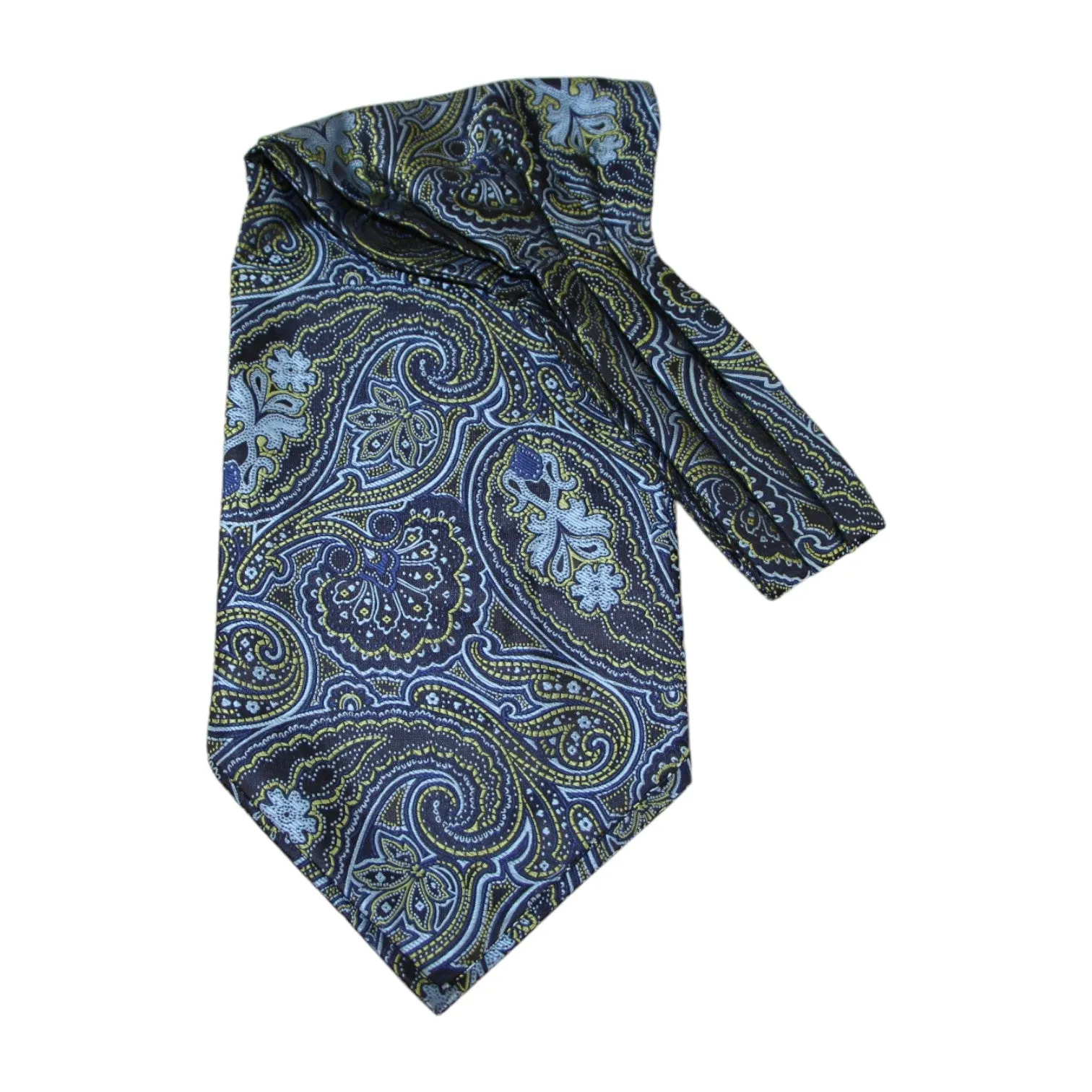 Mens Light Blue, Navy, Lime & Black Paisley Cravat