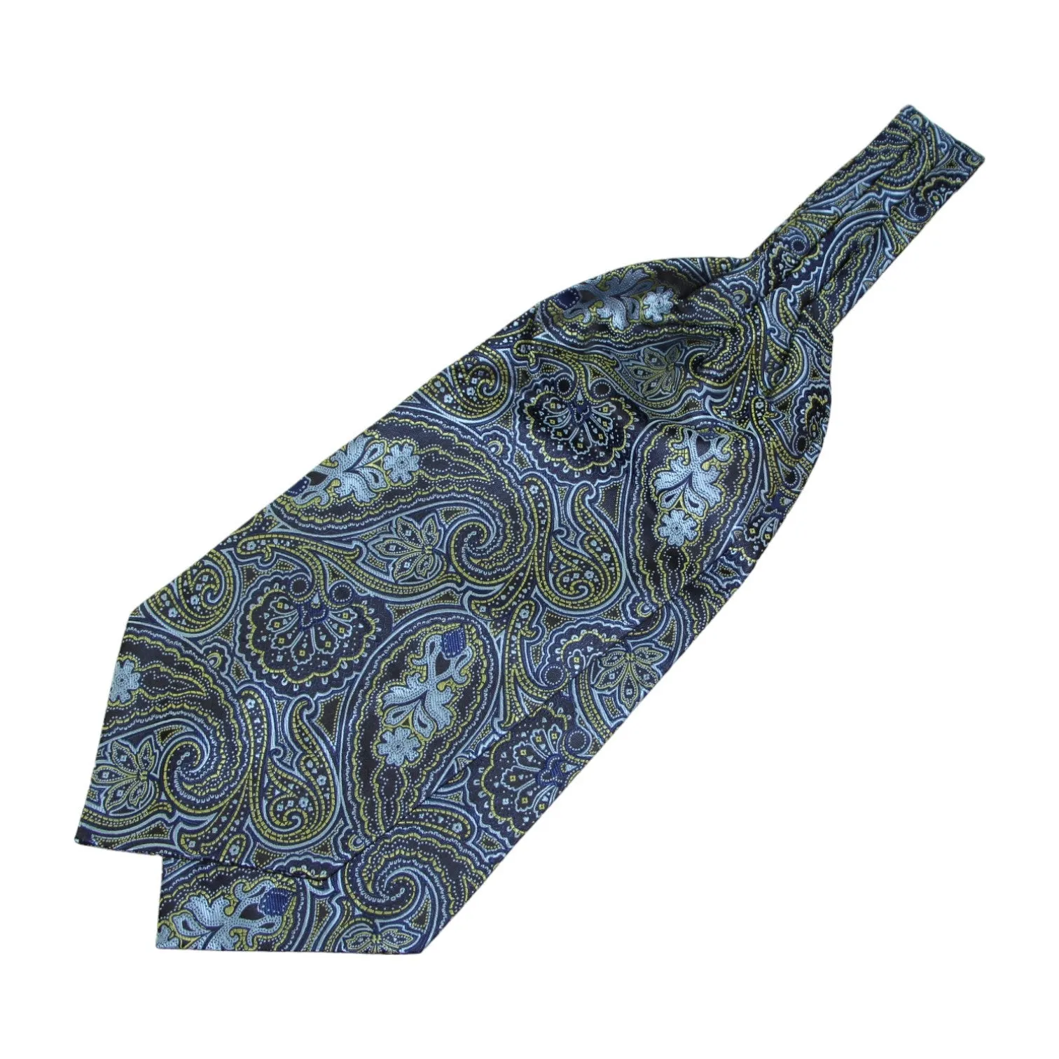 Mens Light Blue, Navy, Lime & Black Paisley Cravat