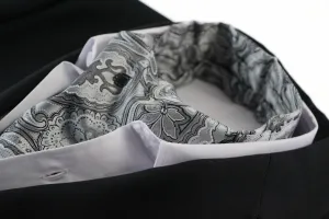 Mens Silver & Black Paisley Cravat