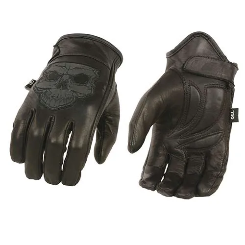 Milwaukee Leather Men's Black Leather ‘Reflective Skull’ Motorcycle