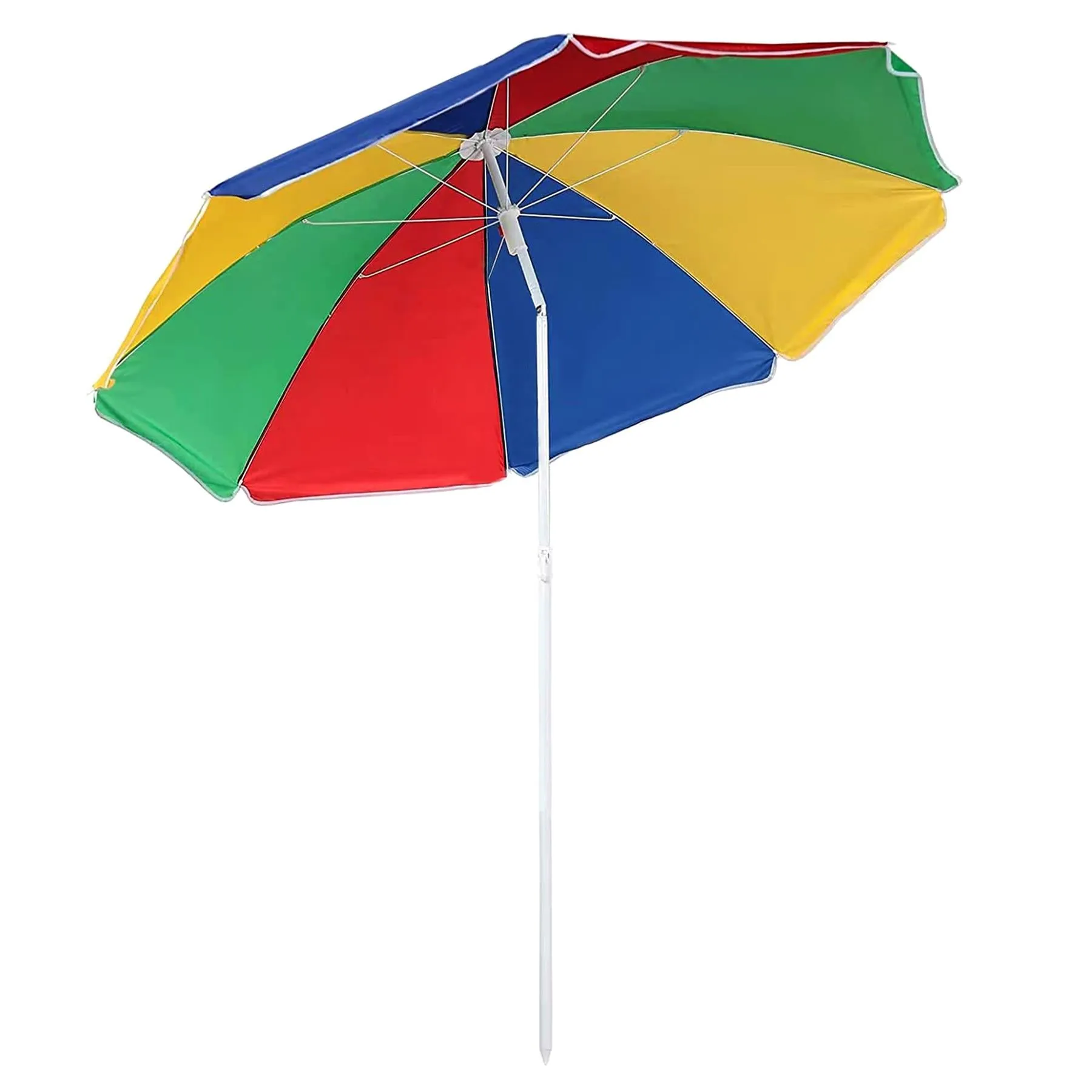 Multi-Coloured Beach Tilting Parasol 1.6M