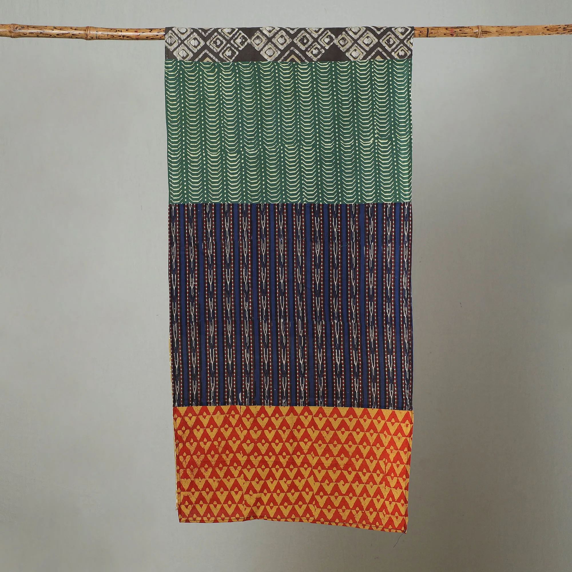 Multicolor - Patchwork Block Printed Cotton Stole 13