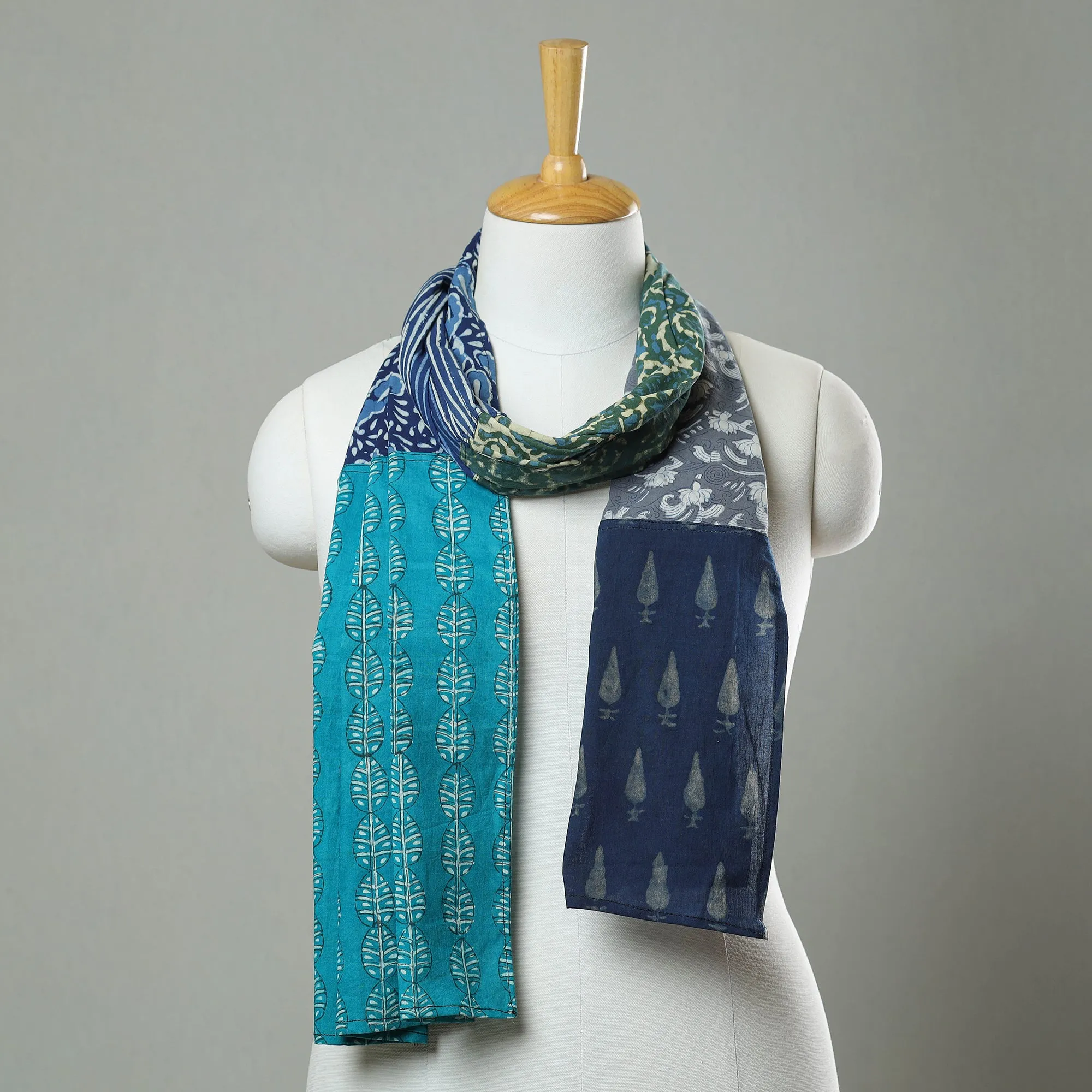 Multicolor - Patchwork Block Printed Cotton Stole 25