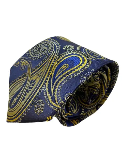 Navy and Gold Paisley Tie