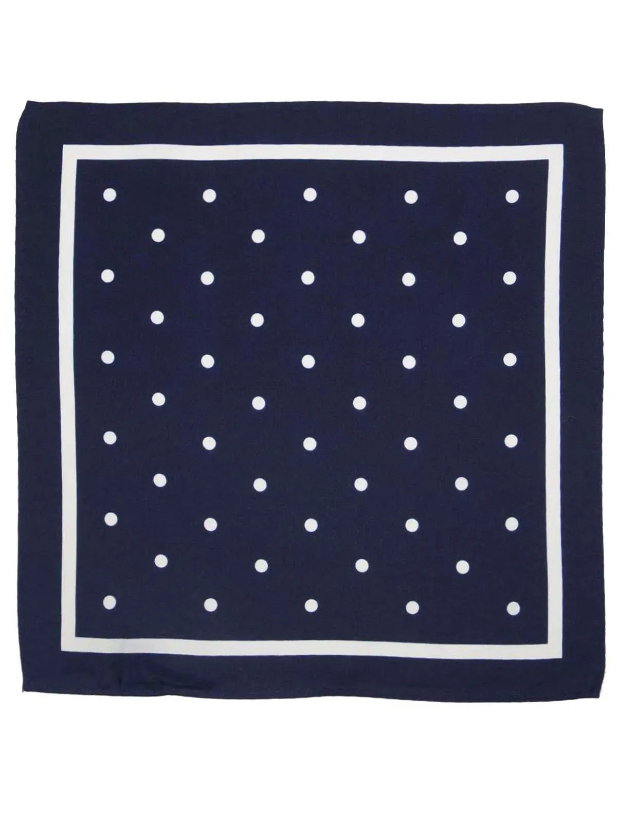 Navy Silk Pocket Square With White Polka Dots