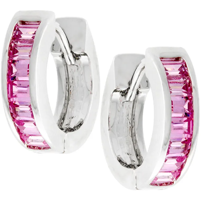 Nikki Pink Emerald Huggie Earrings