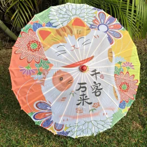 Nylon Parasol - Lucky Waving Cat