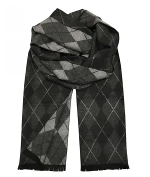 Patterned Charcoal and Grey Wool Felt Scarf