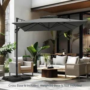 PHI VILLA 10ft Automatic Hydraulic Cantilever Umbrella 360-Degree Outdoor Patio Parasols Umbrellas