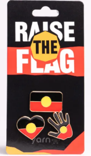 "Raise the Flag" Aboriginal Flag Lapel Pin (3 pack)