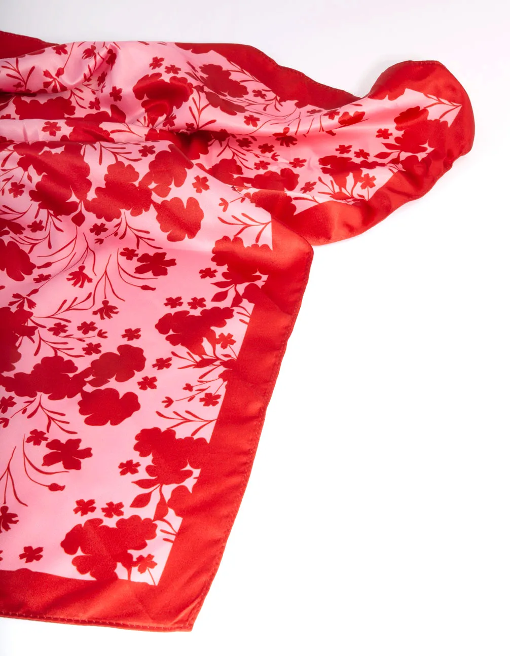 Red & Blush Floral Fabric Bandana Hair Scarf