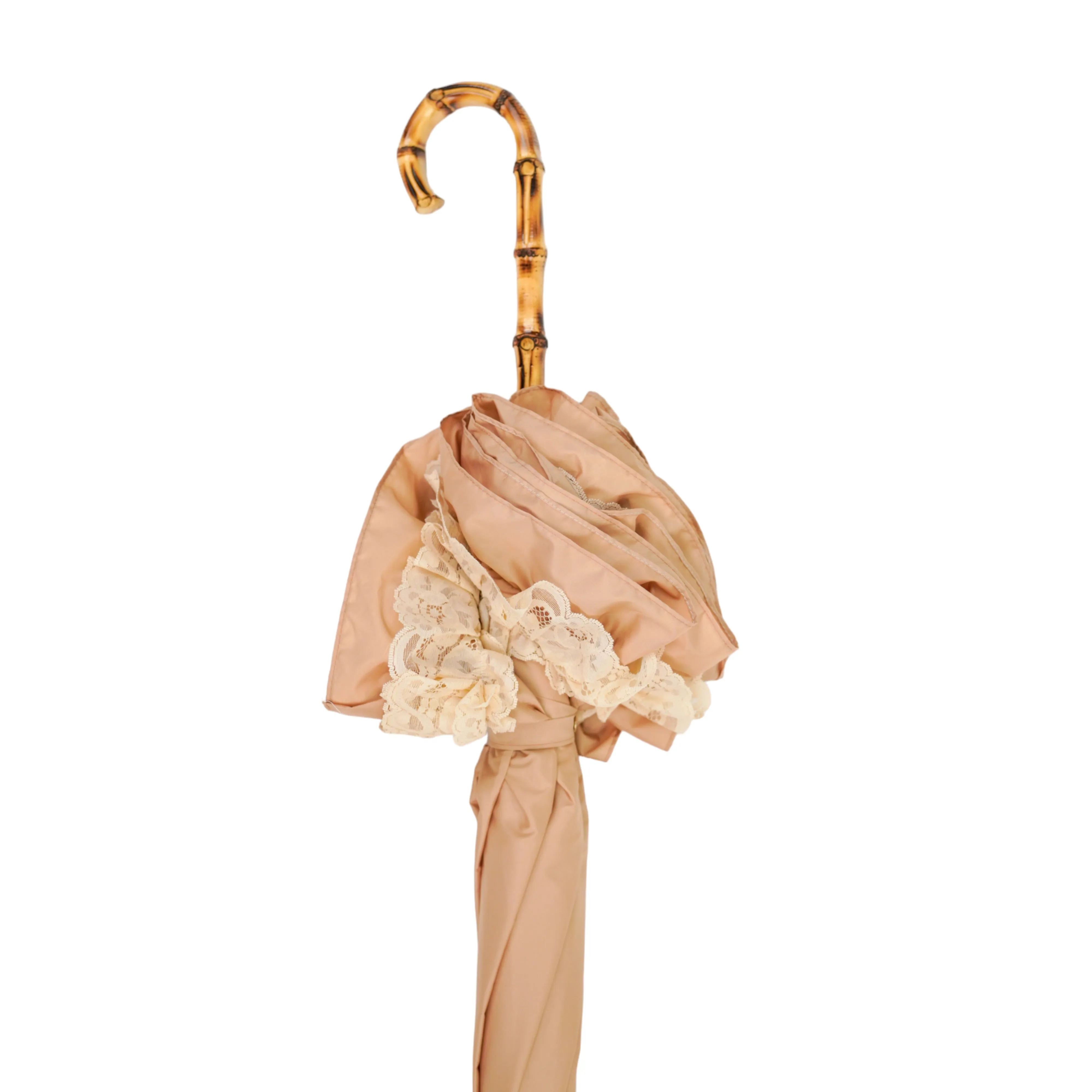 Retro-style umbrella-parasol with ruffles and lace